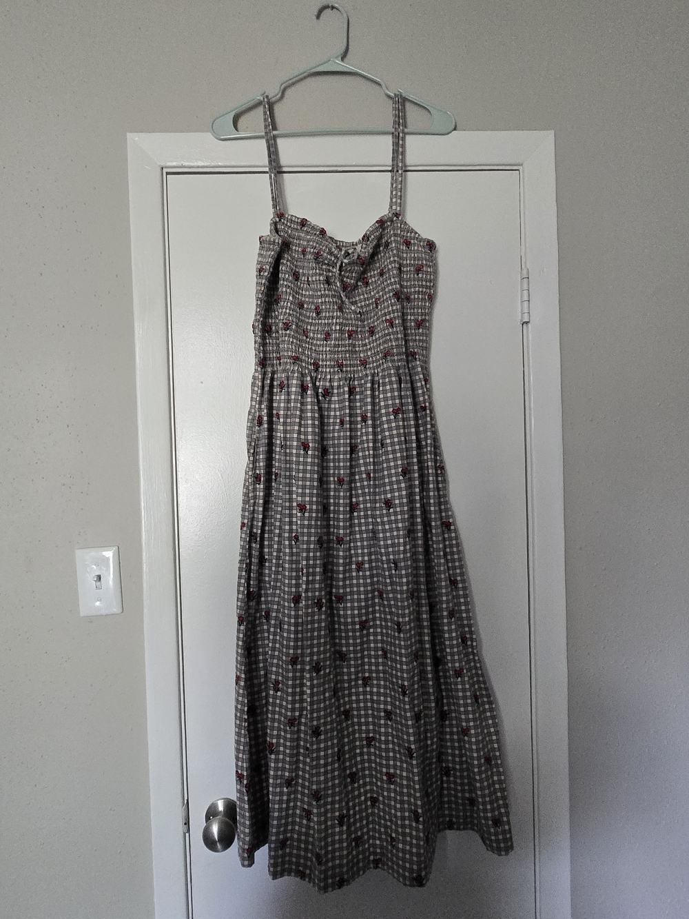 free people Grey Gingham Midi dress